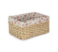 Red Hamper Small Thatch Grass Woven Storage Basket with Garden Rose Cotton Lining in Brown | Size: XL Red Hamper Brown XL