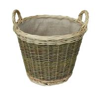 Red Hamper Small Unpeeled Hessian Lined Wicker Log Basket - Brown