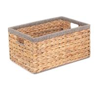 Red Hamper WH019/1 Small Water Hyacinth With Grey Rope Border Rectangular Storage Basket