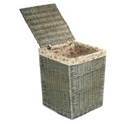 Red Hamper Small Wicker Square Laundry Basket with Garden Rose Lining