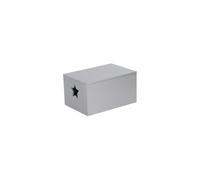 Red Hamper Soft Wood Silver Painted Storage Box with Star Cut Out - One Size