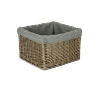 Red Hamper Square Antique Wash Grey Lined Storage Basket - Large