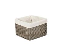 Red Hamper Square Antique Wash Wicker Lined Storage Basket - Small