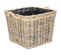 Red Hamper Square Tapered Rope Handled Rattan Planter With Plastic Lining in Natural | Size: Large Red Hamper Natural L