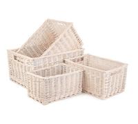 Red Hamper St002 Wicker White Wash Storage Open Baskets Set Of 4