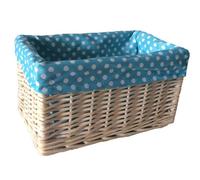 Red Hamper St002B-01 Wicker Blue Spotty Lined Open Storage Basket Small