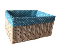 Red Hamper St002B-04 Wicker Blue Spotty Lined Open Storage Basket Extra Large