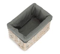 Red Hamper St002Gry/1 White Wash Grey Lined Open Storage Basket Small