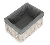 Red Hamper St002Gry/2 White Wash Grey Lined Open Storage Basket Medium
