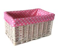 Red Hamper St002P/1 Wicker Small Pink Spotty Lined Storage Basket