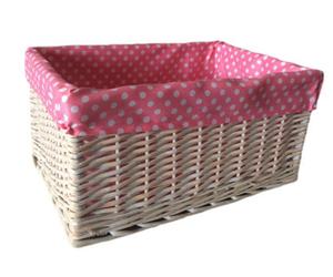 Red Hamper St002P/3 Wicker Large Pink Spotty Lined Storage Basket