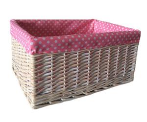 Red Hamper St002P/4 Wicker Extra Large Pink Spotty Lined Storage Basket