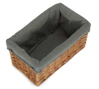 Red Hamper St018Gry/1 Small Double Steamed Grey Cotton Lined Willow Storage Baskets