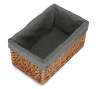 Red Hamper St018Gry/2 Medium Double Steamed Grey Cotton Lined Willow Storage Baskets