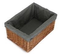 Red Hamper St018Gry/3 Large Double Steamed Grey Cotton Lined Willow Storage Baskets