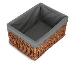 Red Hamper St018Gry/4 Extra Large Double Steamed Grey Cotton Lined Willow Storage Baskets
