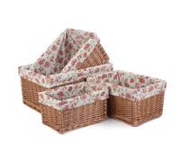 Red Hamper St018R Wicker Set Of 4 Double Steamed Garden Rose Willow Storage Baskets