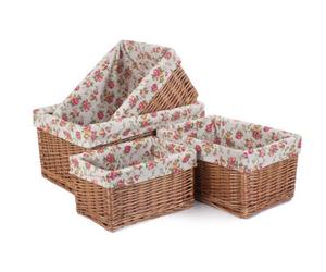 Red Hamper St018R Wicker Set Of 4 Double Steamed Garden Rose Willow Storage Baskets