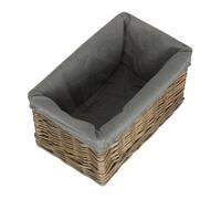 Red Hamper St019Gry/1 Small Antique Wash Grey Cotton Grey Lined Willow Storage Baskets