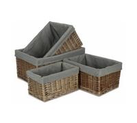 Red Hamper St019Gry Antique Wash Grey Cotton Grey Lined Willow Storage Baskets Set Of 4