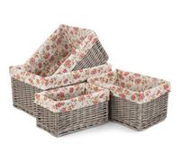 Red Hamper St019R Wicker Antique Wash Garden Rose Willow Storage Baskets Set Of 4