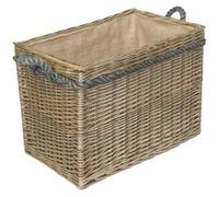 Red Hamper St021 Wicker Large Rectangular Rope Handled Log Basket