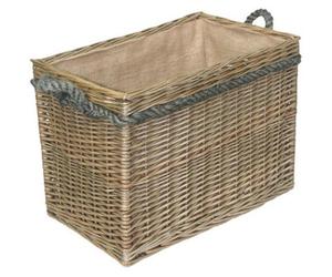 Red Hamper St021 Wicker Large Rectangular Rope Handled Log Basket