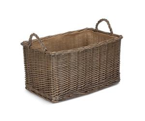 Red Hamper St035/1 Wicker Small Antique Wash Rectangular Hessian Lined Basket