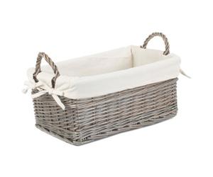 Red Hamper St036W/1 Wicker Small Shallow Lined Antique Wash Storage Basket