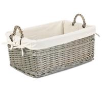 Red Hamper St036W/2 Wicker Medium Shallow Antique Wash Lined Storage Basket