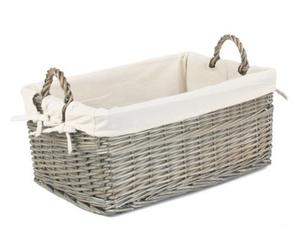 Red Hamper St036W/2 Wicker Medium Shallow Antique Wash Lined Storage Basket