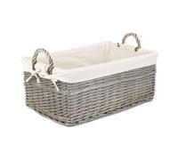 Red Hamper St036W/3 Wicker Large Shallow Lined Antique Wash Storage Basket
