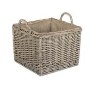 Red Hamper St041 Wicker Small Antique Wash Square Hessian Lined Log Basket