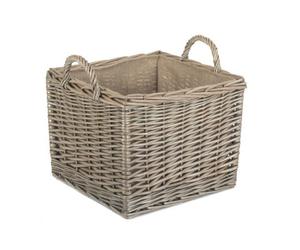Red Hamper St041 Wicker Small Antique Wash Square Hessian Lined Log Basket
