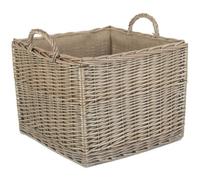 Red Hamper St042 Wicker Large Antique Wash Square Hessian Lined Log Basket