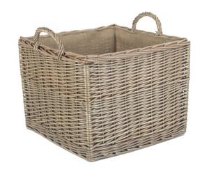 Red Hamper St042 Wicker Large Antique Wash Square Hessian Lined Log Basket