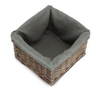 Red Hamper St058Gry Small Square Antique Wash Grey Lined Storage Basket