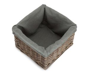 Red Hamper St058Gry Small Square Antique Wash Grey Lined Storage Basket