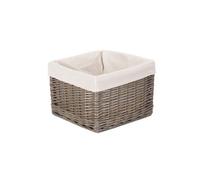 Red Hamper St058W Wicker Small Square Antique Wash Lined Storage Basket