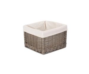Red Hamper St058W Wicker Small Square Antique Wash Lined Storage Basket