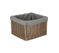 Red Hamper St059Gry Medium Square Antique Wash Grey Lined Storage Basket