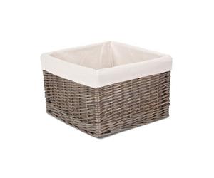 Red Hamper St059W Wicker Medium Square Antique Wash Lined Storage Basket