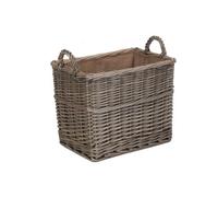 Red Hamper St062 Wicker Small Rectangular Hessian Lined Log Storage Basket