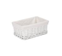 Red Hamper St067W-2 Wicker Medium White Wicker Cotton Lined Storage Basket