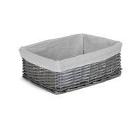 Red Hamper St071W/3 Wicker Large Antique Wash Storage Basket With White Lining