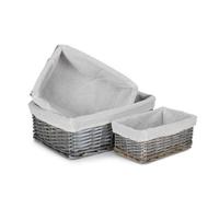Red Hamper St071W Wicker Set Of 3 Antique Wash Storage Basket With Lining