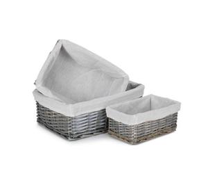 Red Hamper St071W Wicker Set Of 3 Antique Wash Storage Basket With Lining