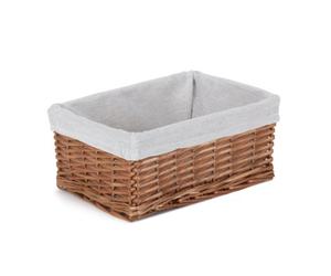 Red Hamper St072W/2 Wicker Medium Double Steamed Storage Basket With White Lining