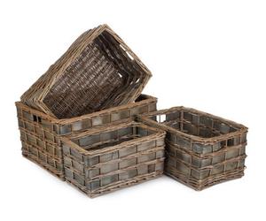 Red Hamper St073 Wicker Set Of 4 Unlined Grey Scandi Storage Basket