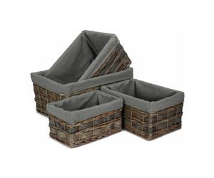 Red Hamper St073Gry Set Of 4 Grey Scandi Storage Basket With Grey Lining